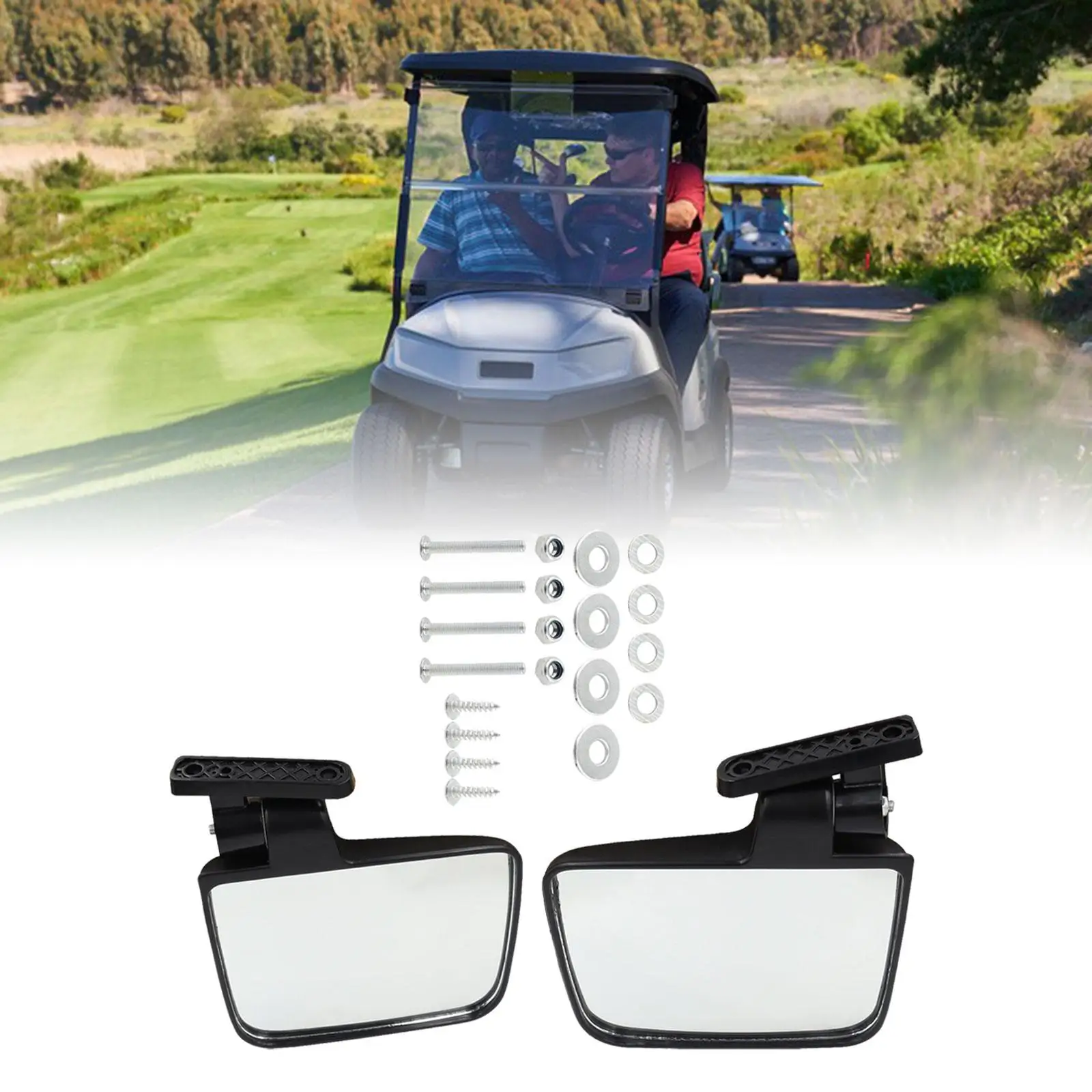 Golf Cart Folding Side View Mirrors Kit Helping to Avoid Blind Spots Lightweight Easy Installation Adjustable Joint Accessory