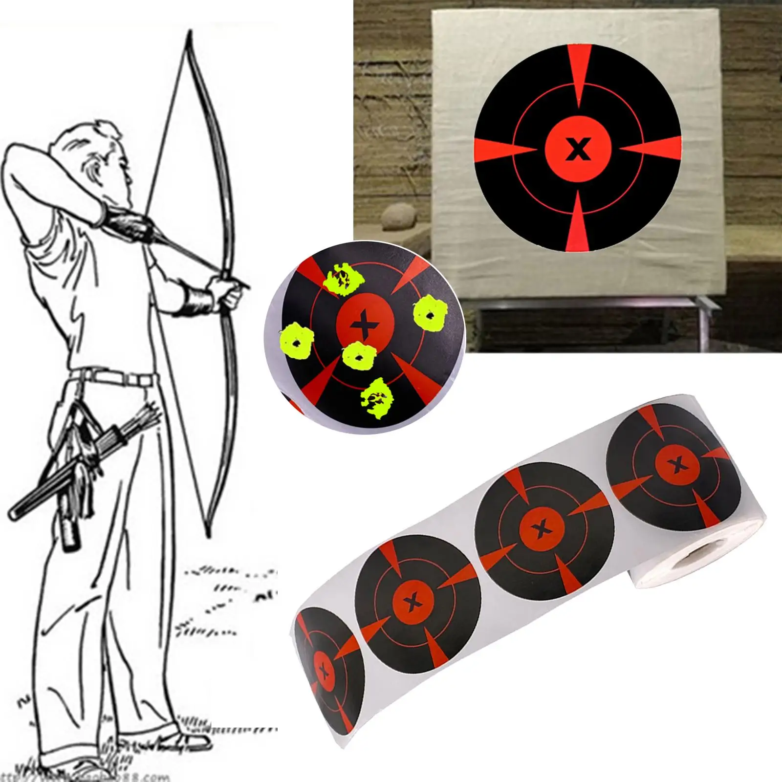 3/4 inch  Reactive Shooting Targets for Bow Hunting Shooting , Durable and  Strong Target Paper Stickers