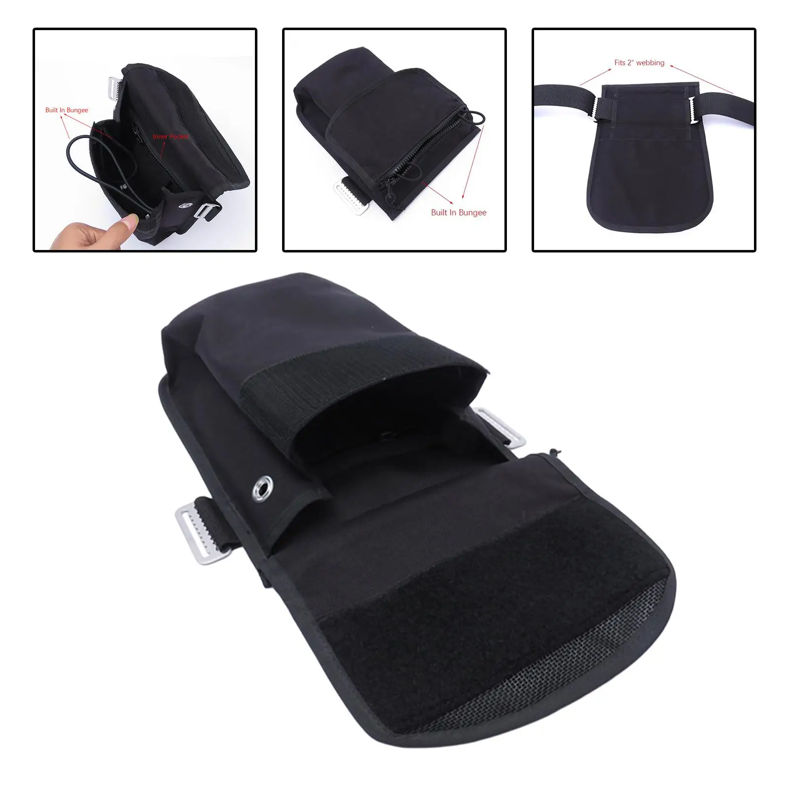 Scuba Diving Thigh Pocket Carry Pouch Scuba Diving Accessories Storage Bag for Underwater Swimming Water Sports Snorkeling Black