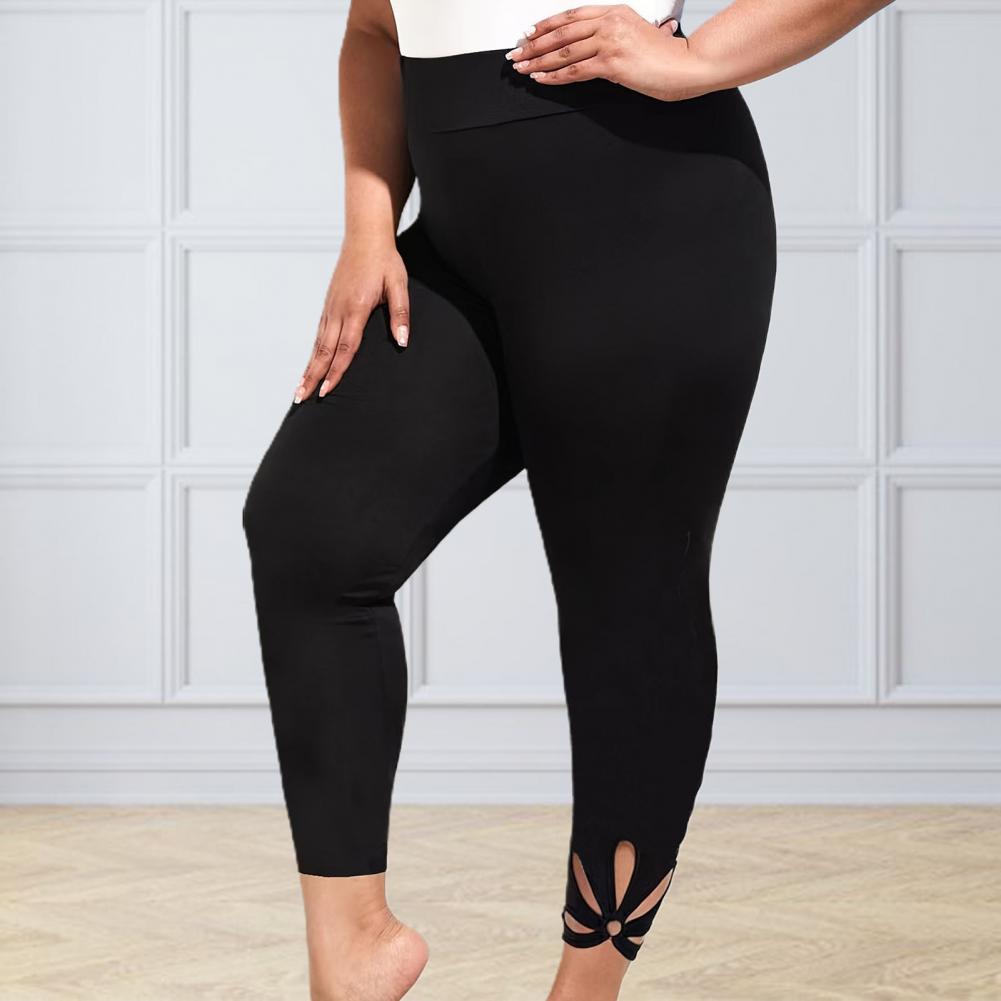 L-4XL Women High Waist Cropped Trousers Pants Elastic Bandage Leggings Super Elastic Yoga Pant