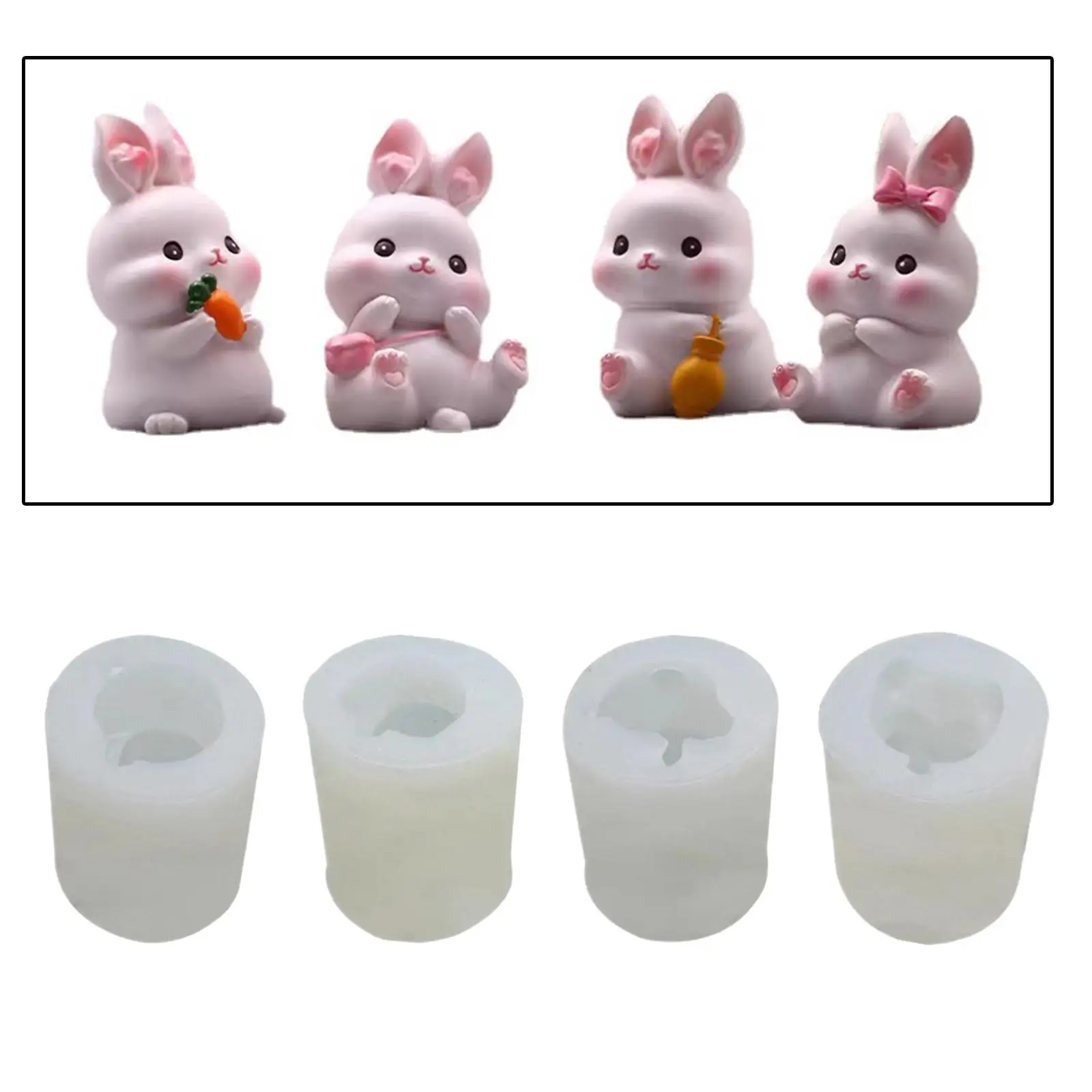 4 Pieces Bunny Chocolate Moulds Cute Silicone Bunny Cake Moulds Bunny Baking Mould for Cream Dessert Mousse