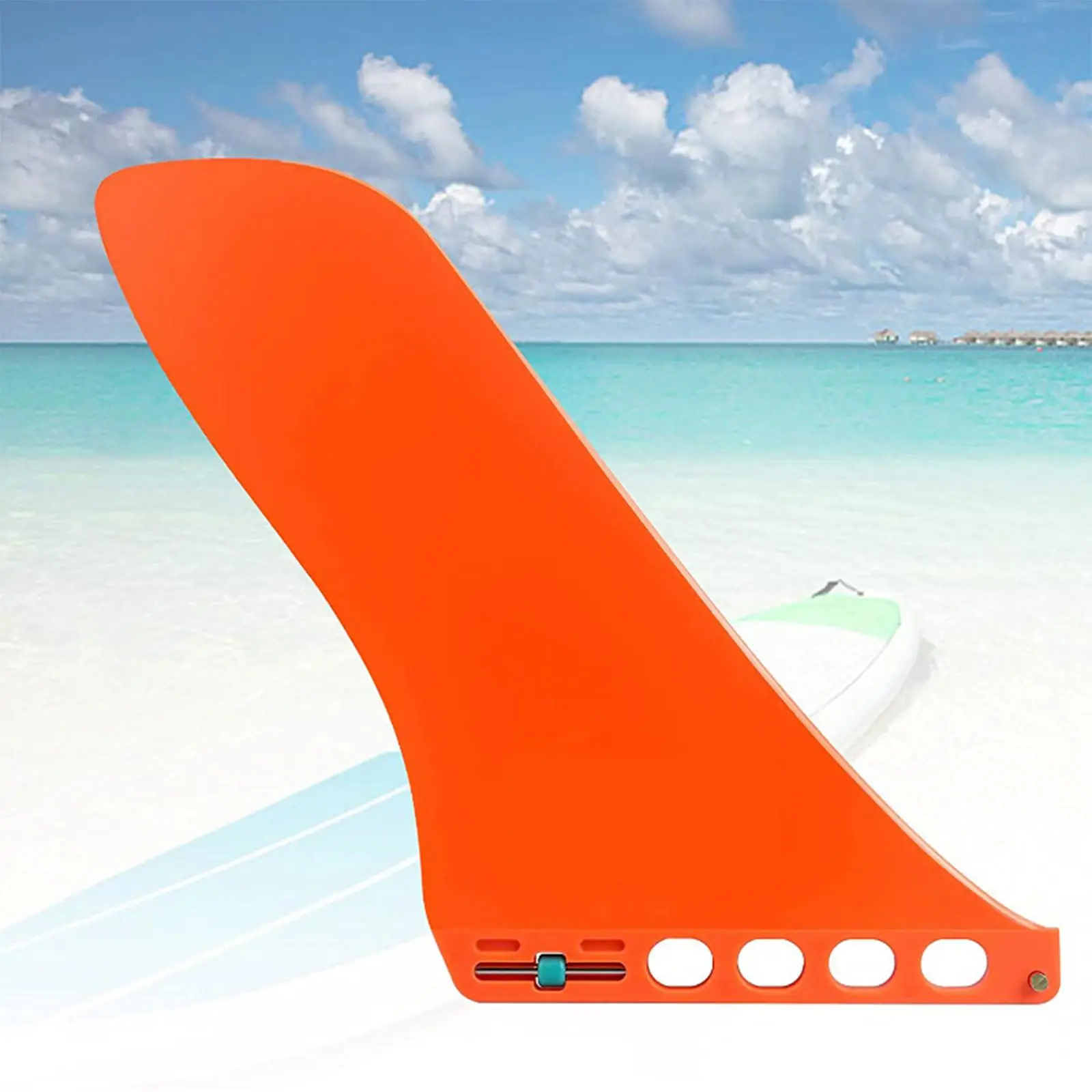 9 inch Surfing Fin Surfing Surf Water Wave Fin Detachable Single Center Fin for Long Board Soft Fin Orange Replacement