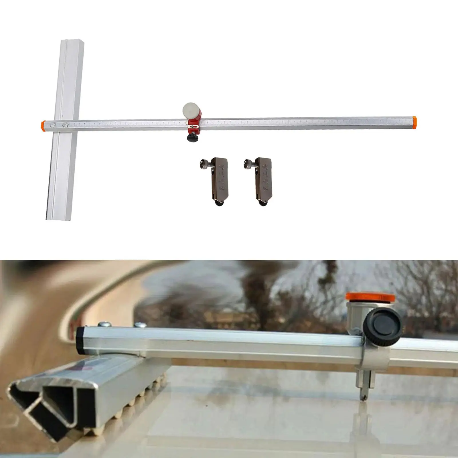 Glass Strip Cutter DIY Cutting Breaking Comfortable Gripping 63cm Length with Blades T Shaped Tile Cutter Tool for Ceramic Tile