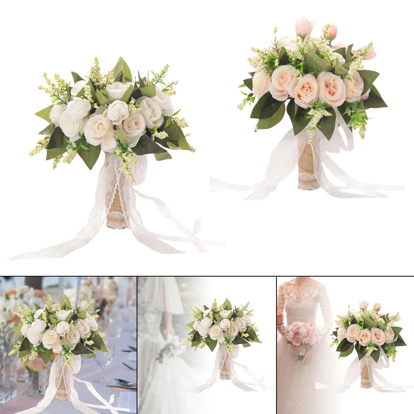 Artificial Bridal Holding Flowers Wedding Bride Bouquet for Party Anniversary Church Bridal Decorations