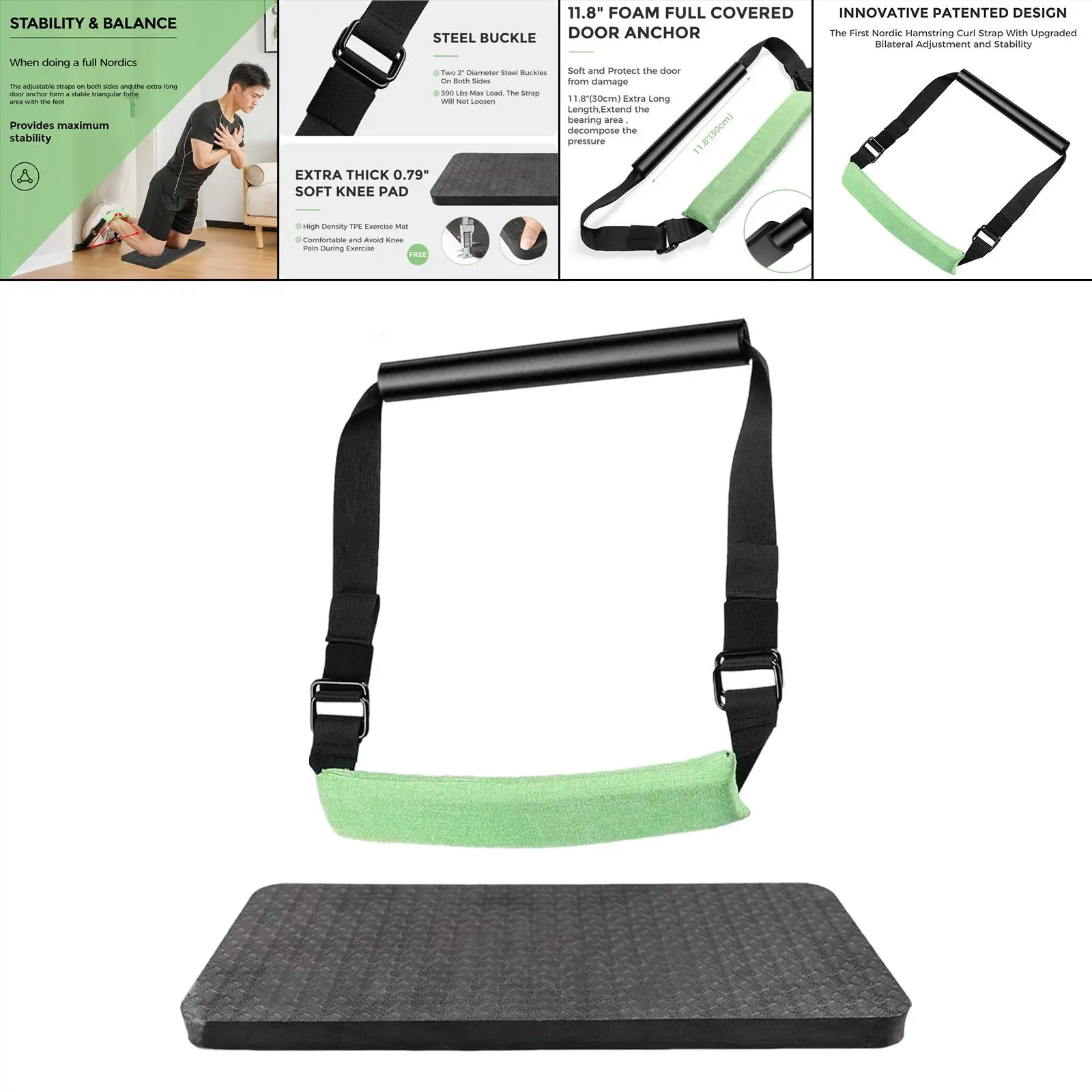 Hamstring Curl Strap Curl Ab Leg Exercise Crunches Adjustable Sit Up Assistant Bar for Home Workout Unisex Gym Fitness