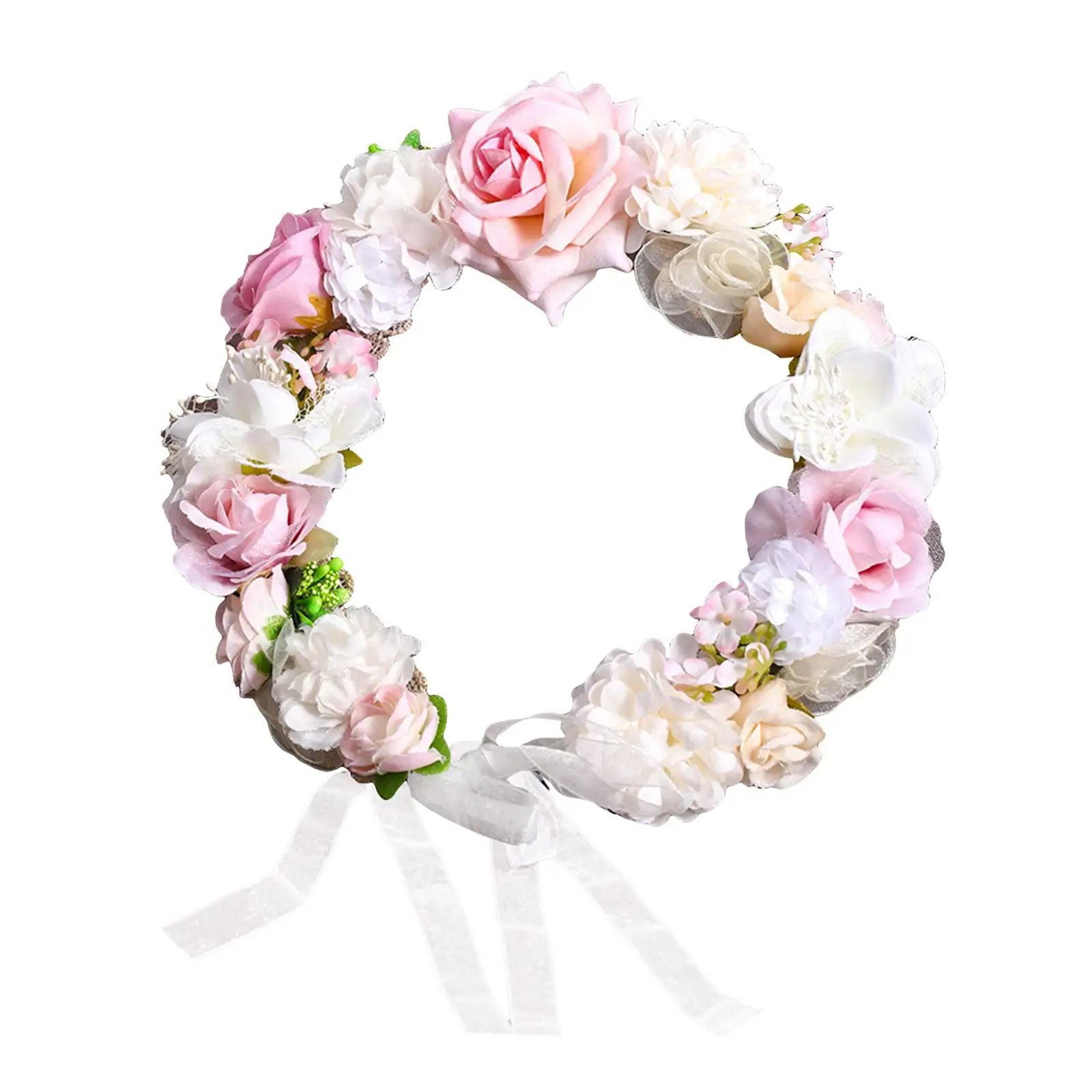 Rose Wreath Floral Garland Bridal Wreath for Bride Headband Front Door Farmhouse