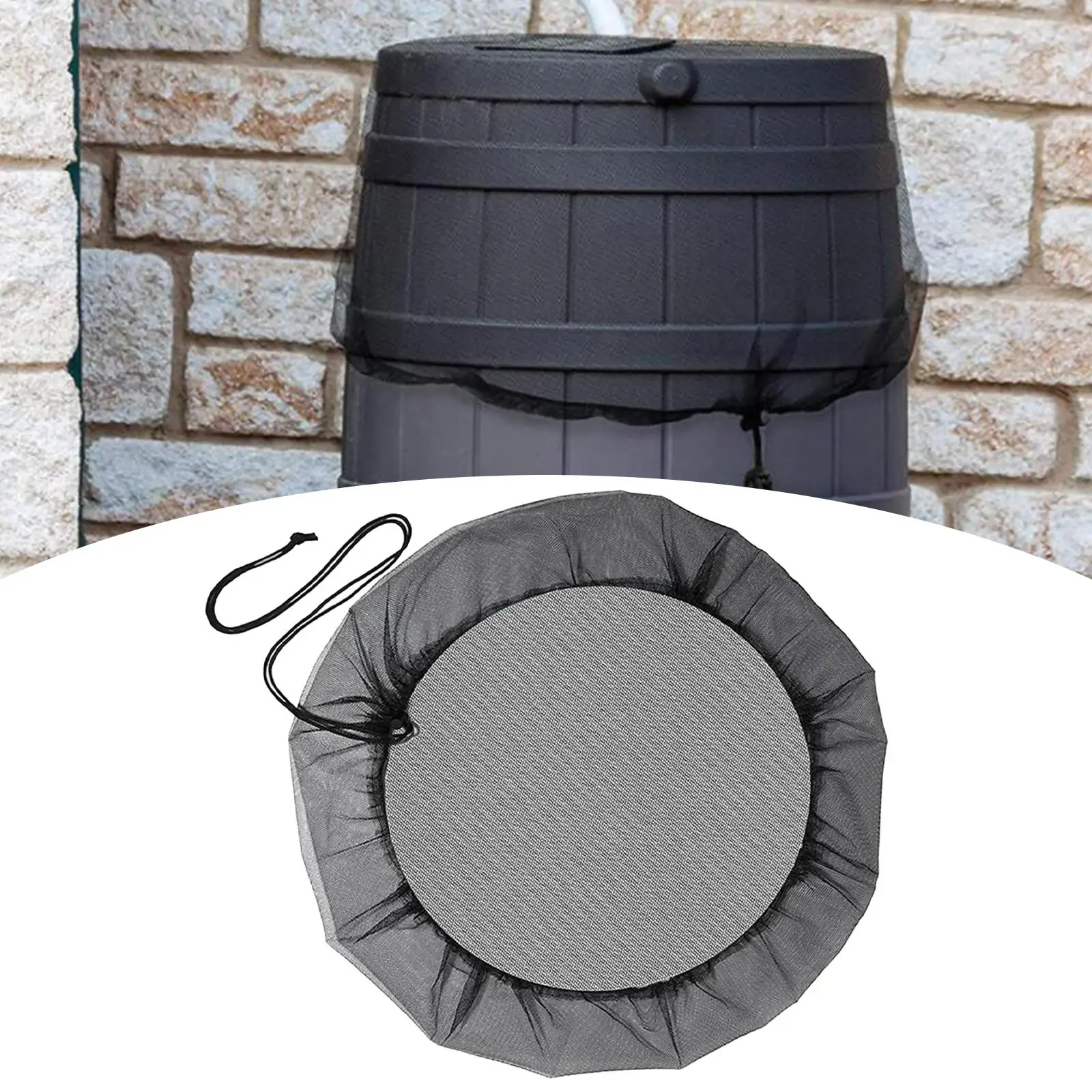 Rain Barrel Net Cover Netting Screen with Drawstring for Prevent Fallen Leaves