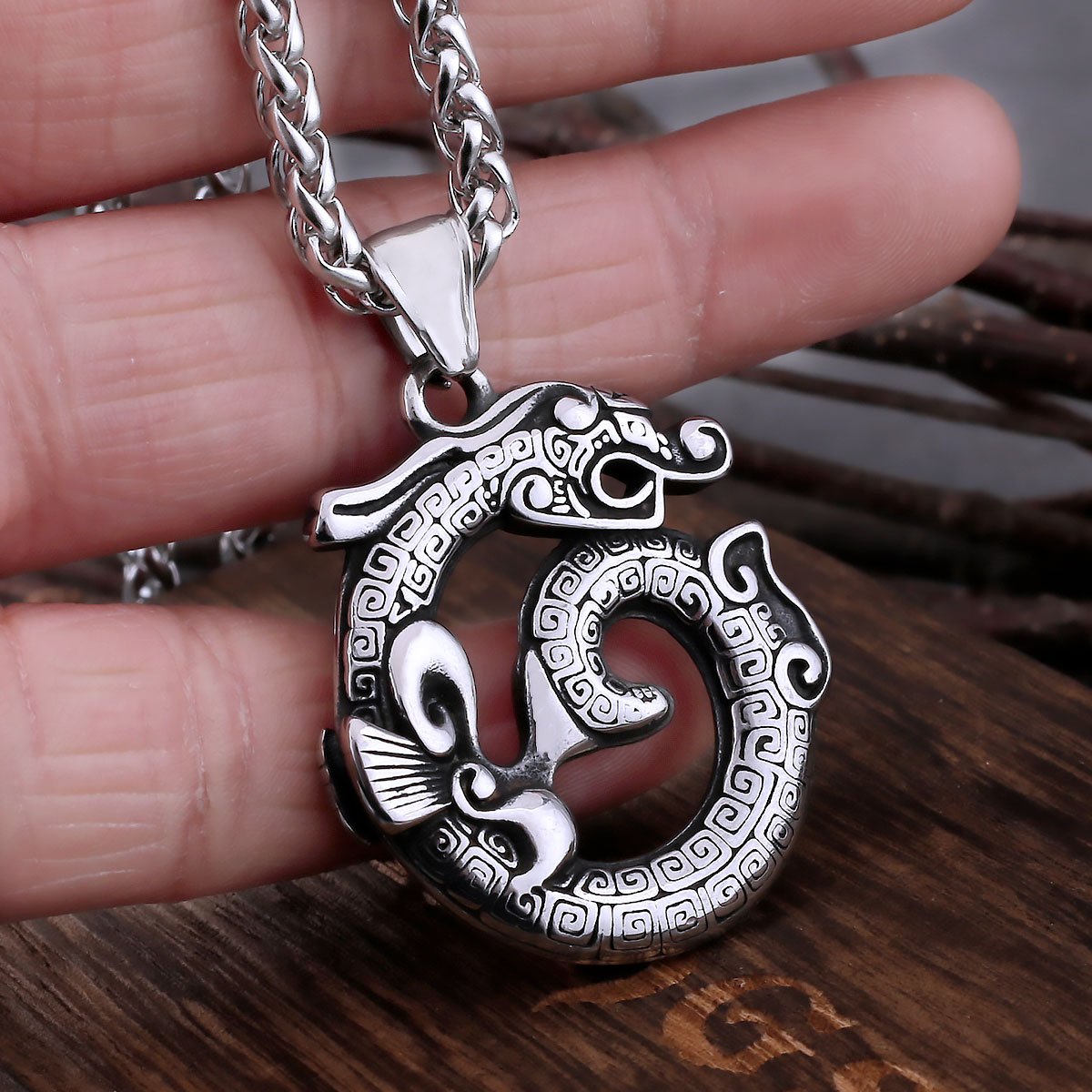 Fashion Viking Ouroboros Dragon Necklace Men's Nordic Celtic Knot Drag ...