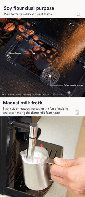 Automatic coffee machine Freshly ground coffee maker Milk foam bubble  bubbler (Color : 220V, Size : EU)