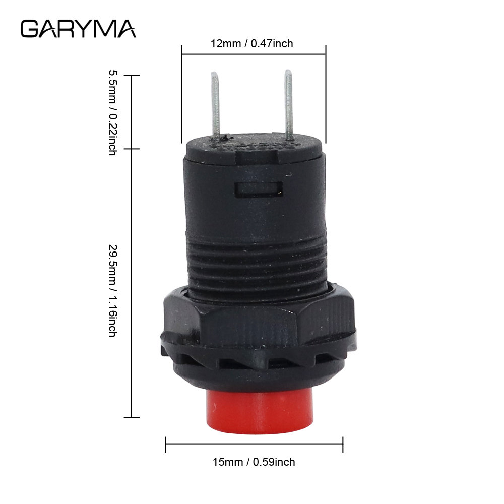 5 Stück 12 mm Drucktastenschalter AUS-EIN, kurzzeitig/selbstrückstellend/selbstsperrend, Drucktastenschalter 3A125VAC/1,5A250VAC DS428/427 – Detail 4