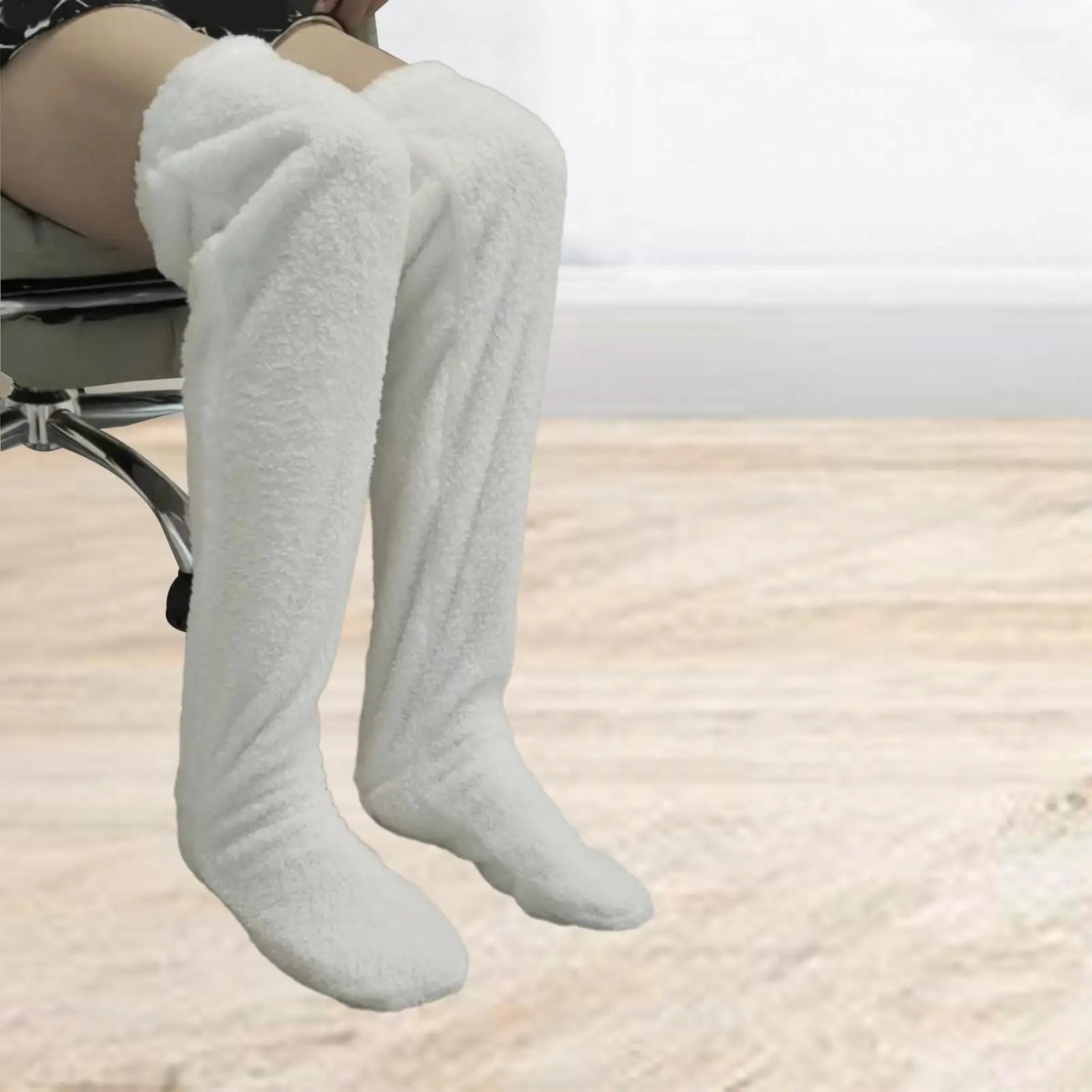 Plush Slipper Stockings Furry Long Leg Warmers for Women Men Over Knee High Fuzzy Socks Winter Home Sleeping Socks