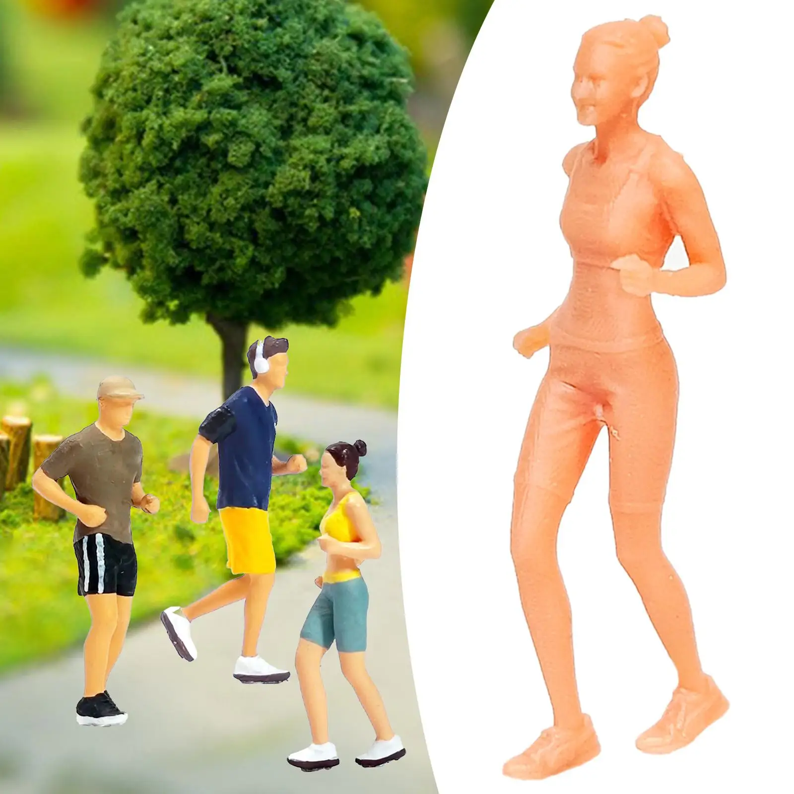 1:64 Scale Unpainted Tiny Running Figure Collections Trains Architectural Desktop Ornament Dioramas Resin Model Decoration