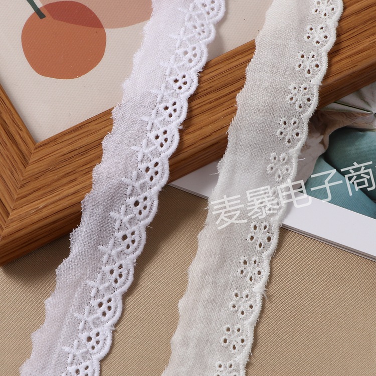 Description Picture 6 of itemBeige White Floral Embroidery Cotton Lace Ribbon DIY Apparel Sewing & Fabric Handmade Crafts Material Lace Tape