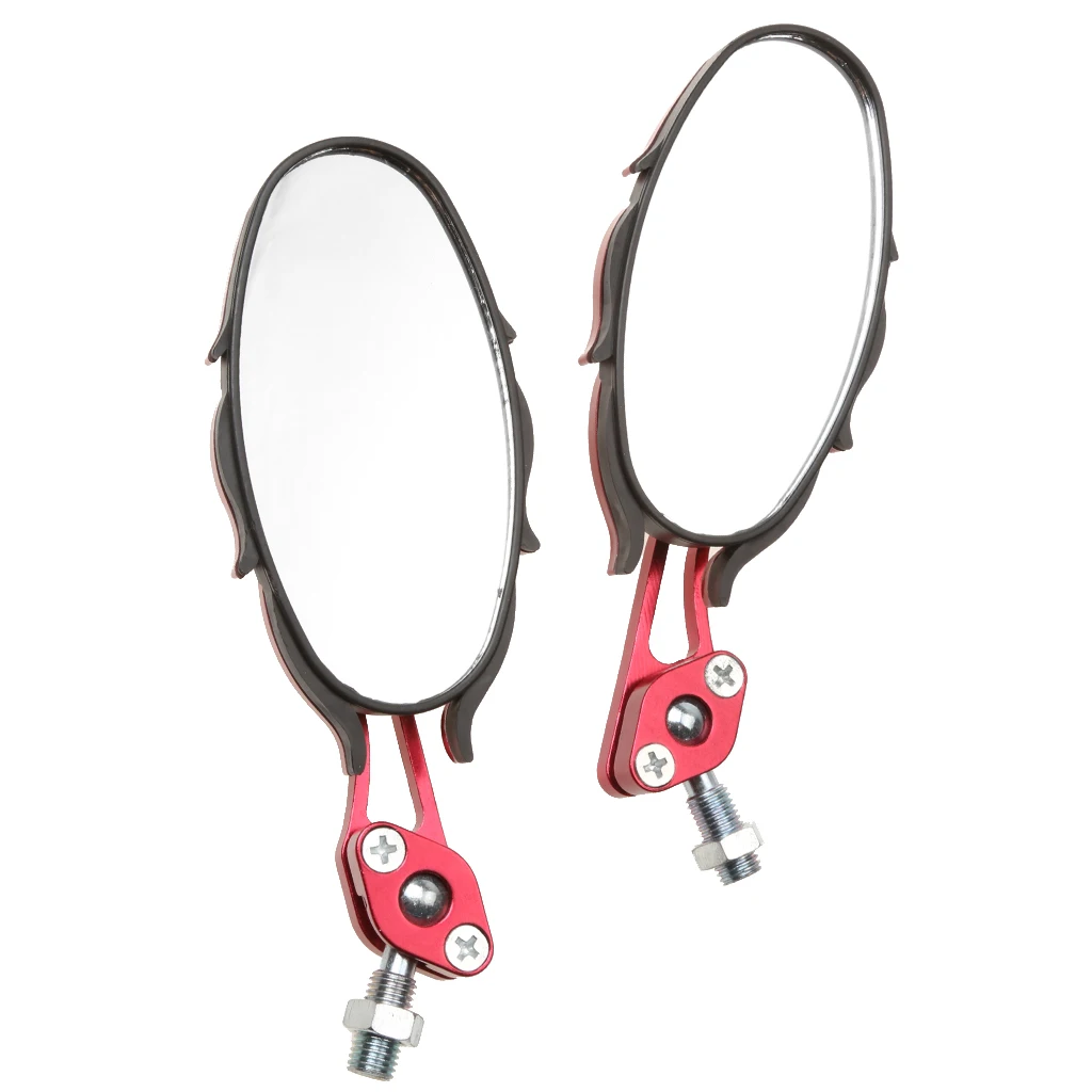 2pcs 10mm Motorcycle Motorbike Scooter Fire Shape Rear View Mirrors Side Mirrors