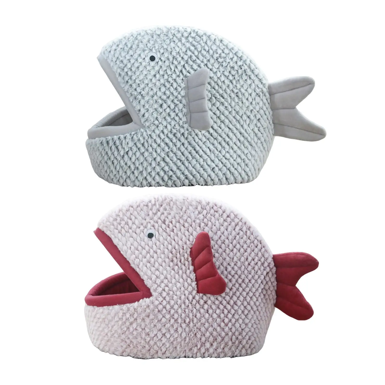 Fish Shape Cat Bed for Indoor Cats Kitten Cave with Removable Cushion Kennel