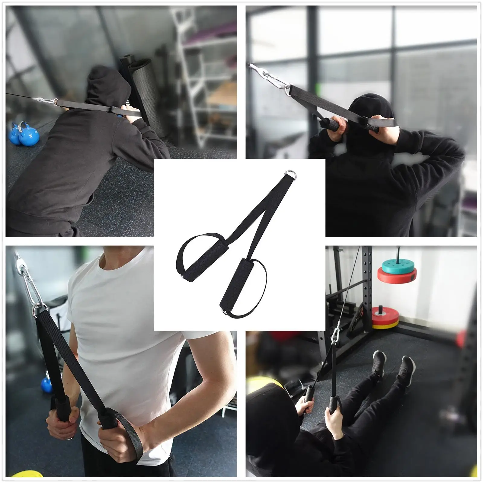 Triceps Rope Pull Down Handle Bodybuilding Pulley System Machine Attachments Tricep Bicep Rope