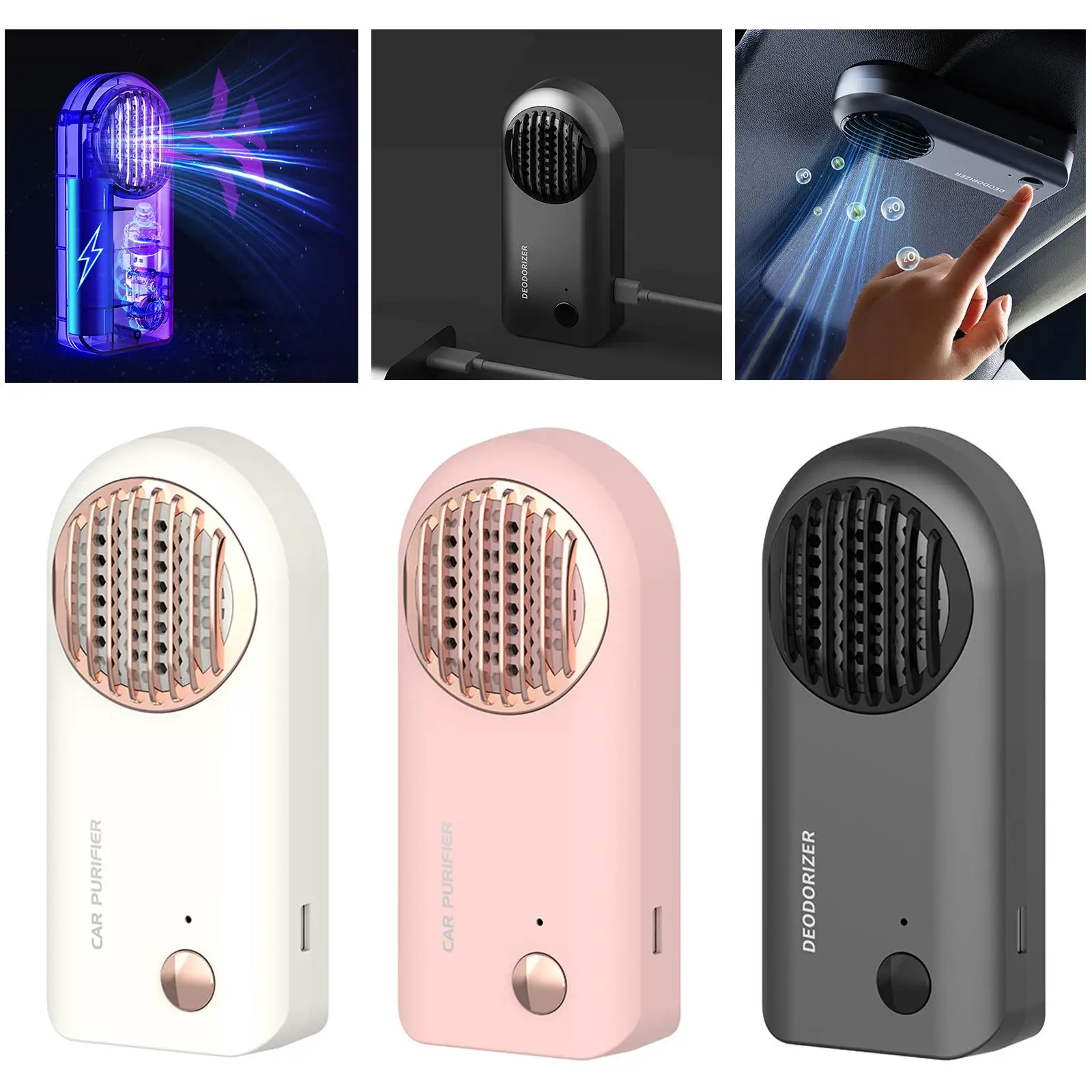 Portable Car Air Purifier Auto Cleaner with Clip Personal Office Fresh Air