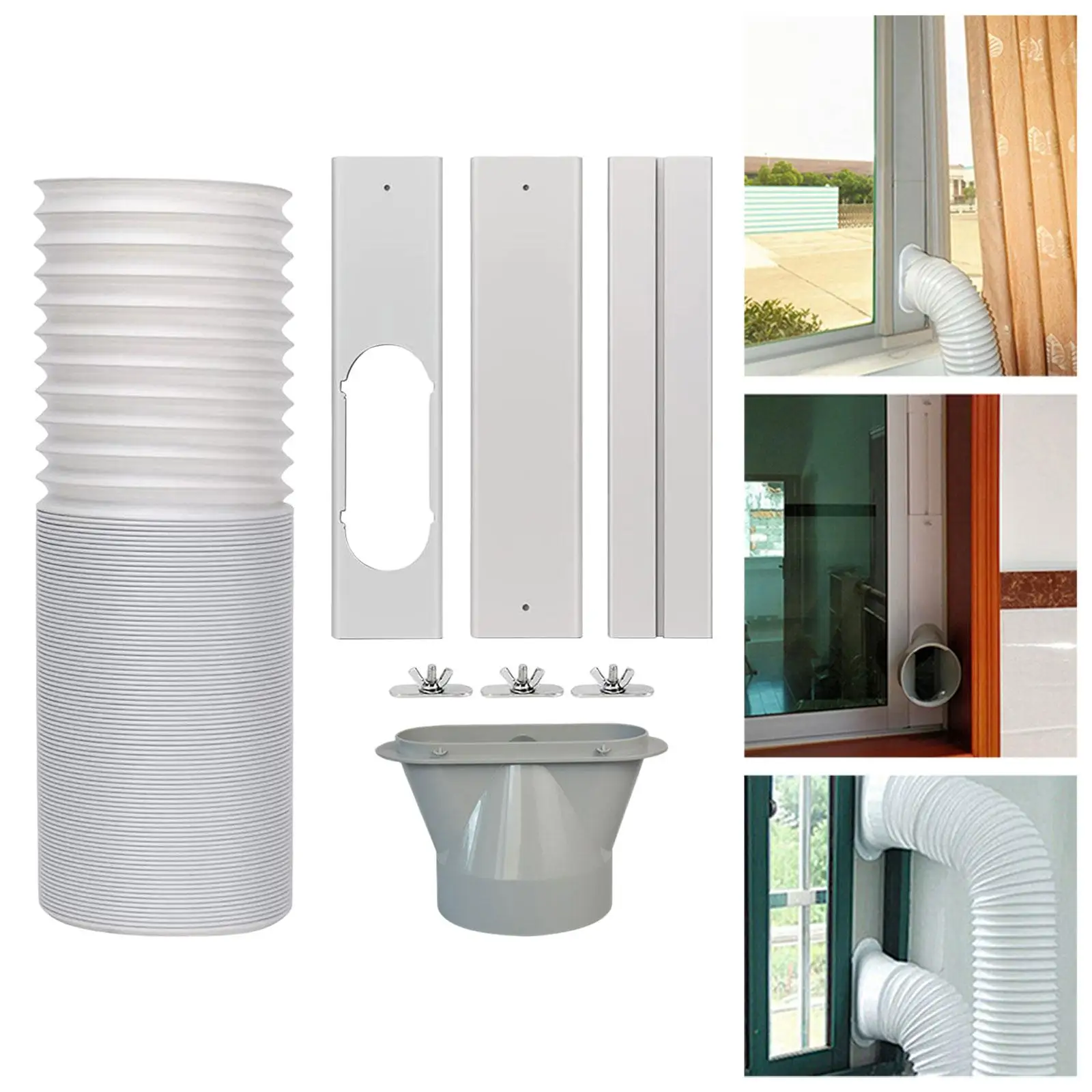 Air Conditioner Window Seal kit, 5Pcs Window Plate Kit, Flexible Exhaust Hose, Easy to Install, Air Conditioner Pipe Set