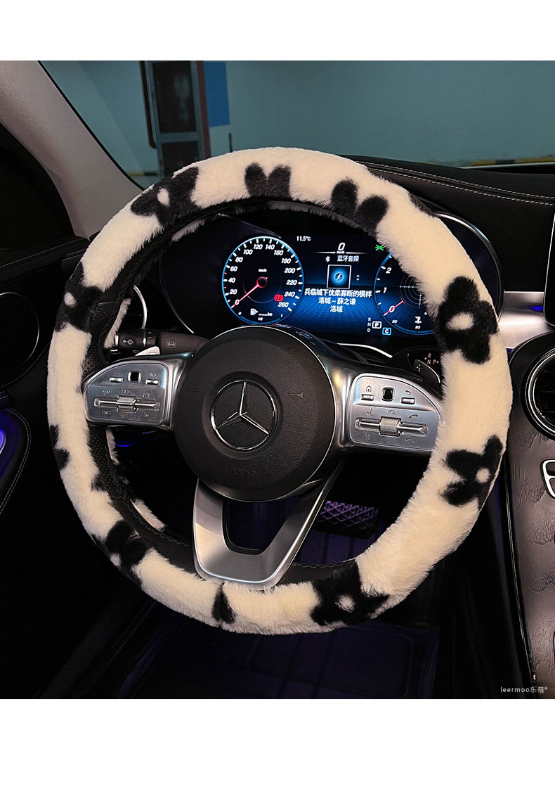 Winter Car Steering Wheel Cover Plush Warm Lint Fashion Cute Product Interior Accessories for Woman Girls Female Driver