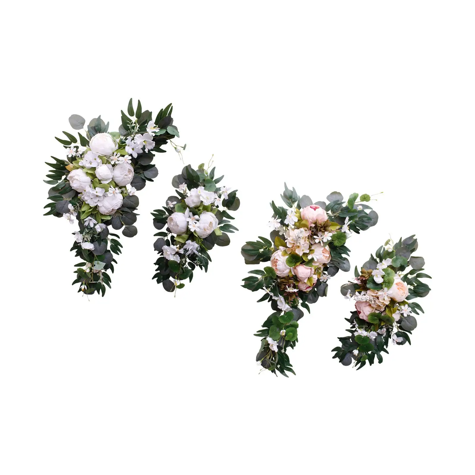 Artificial Wedding Arch Flowers Set Silk Peony Flower Swag Elegant Lifelike Realistic Versatile Handmade Garlands Floral Wreath