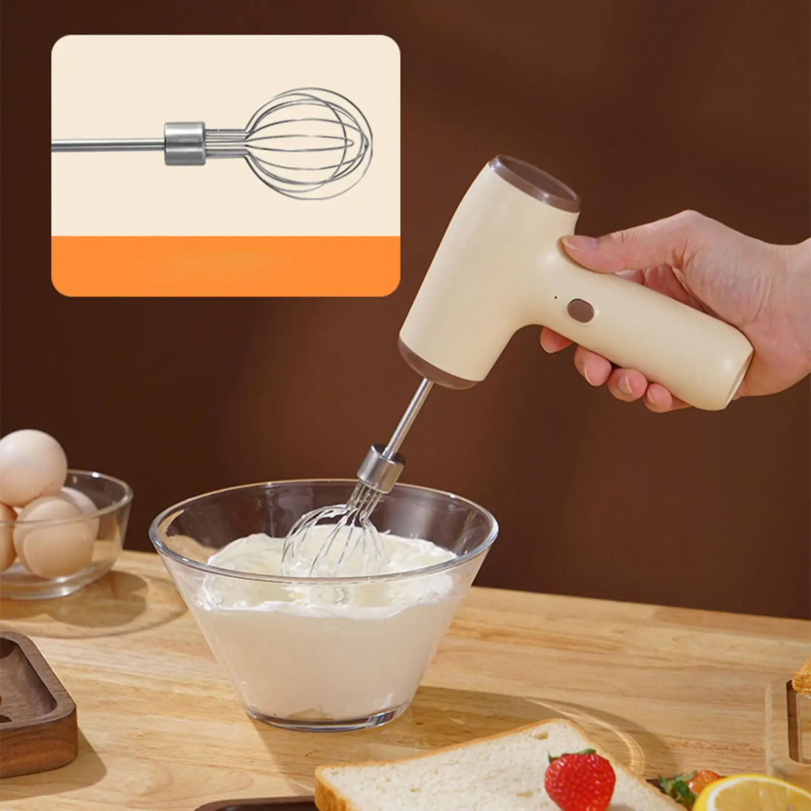 Electric Milk Frother Cream Beater Dough Stirrer Electric Mixer Baking Foam Maker, 5 Speeds Portable Hand Blender Kitchen Tools