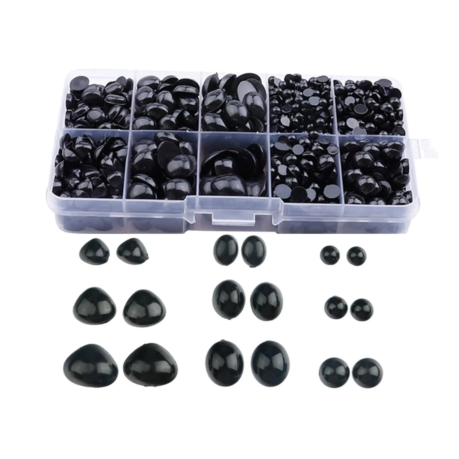 1000Pcs Plastic Safety Eyes and Noses DIY Crafts Eyeball Beads Handmade Craft Doll Eyes for Crochet Toy Bear Stuffed Animals