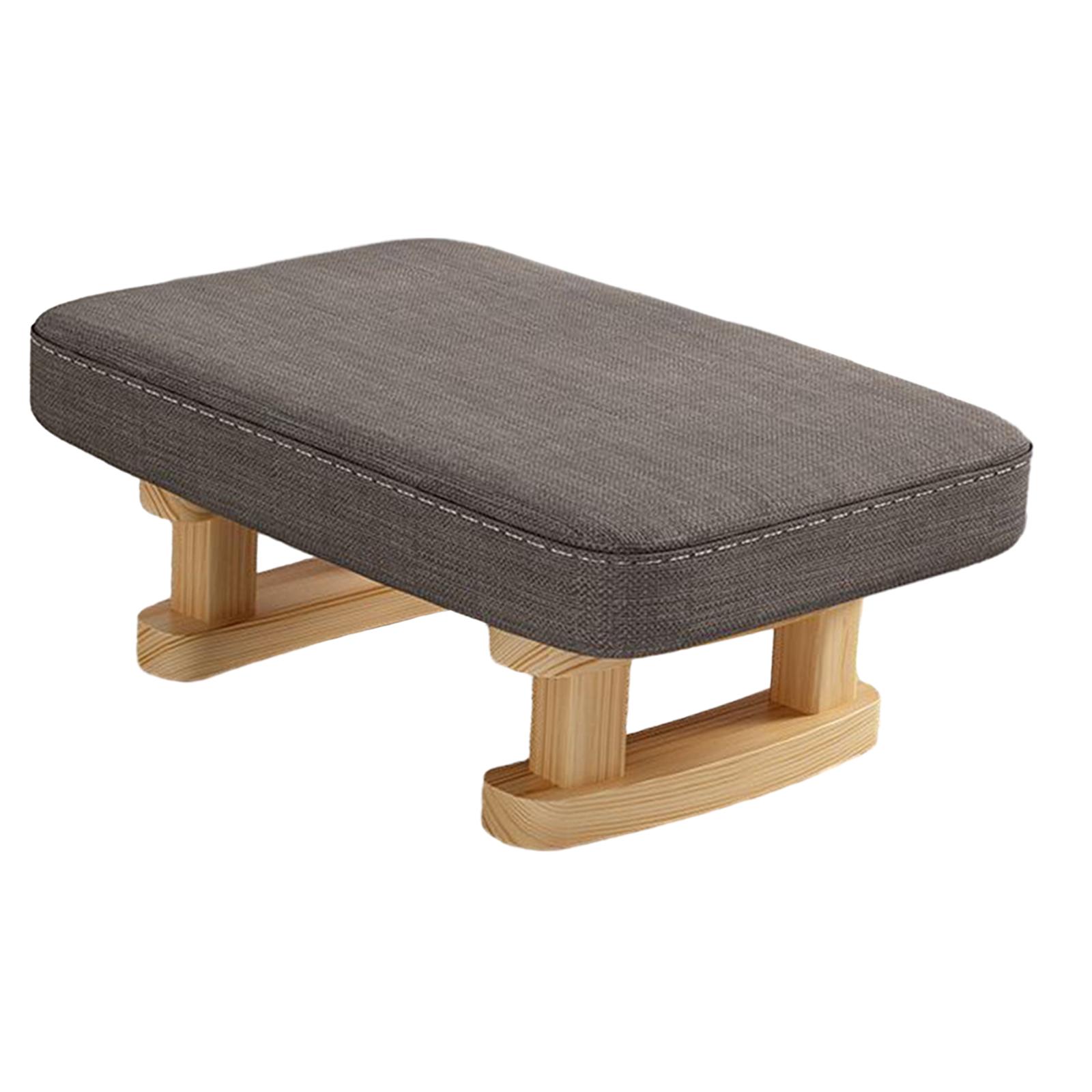 Rectangle Short Step Stool 41x30x18cm Soft Padded Footstool Foot Rest with Wooden Legs for Tearoom Couch Guest Room Dining Bed