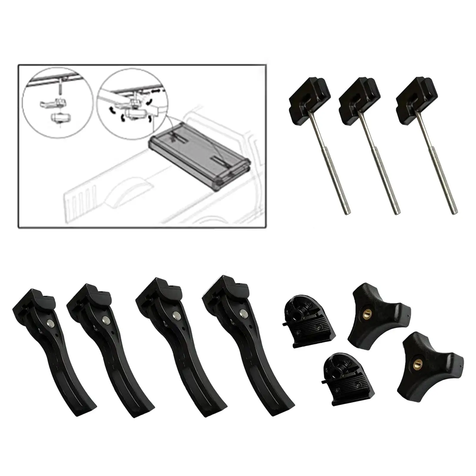 11pcs Pickup Bed Cover Fasteners Professional Assembly Spare Parts Screws Bolts Clamps for Feetuo Hard trifold Tonneau Cover