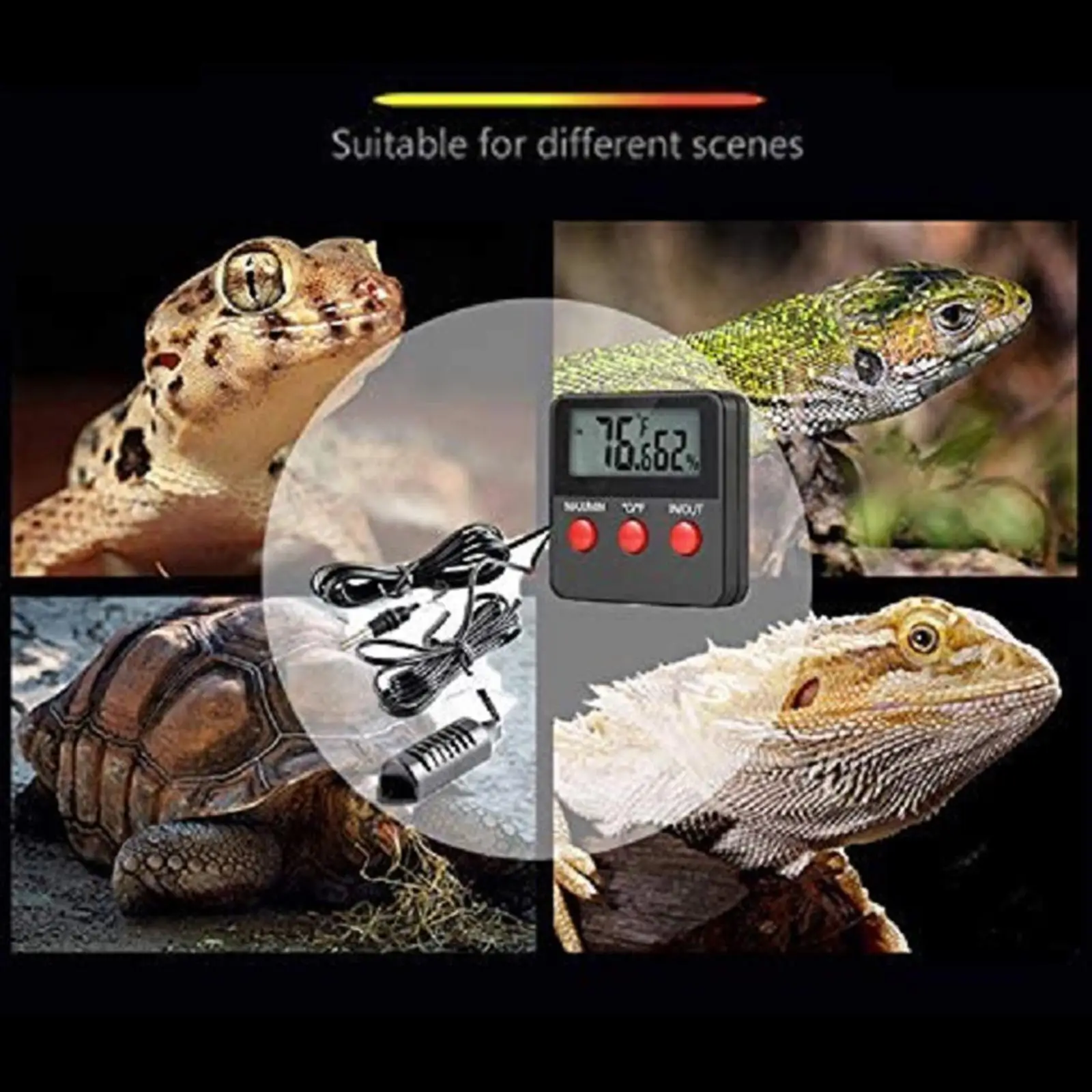 Mini Digital Reptile Thermometer with Probe Temperature Hygrometer for Frog