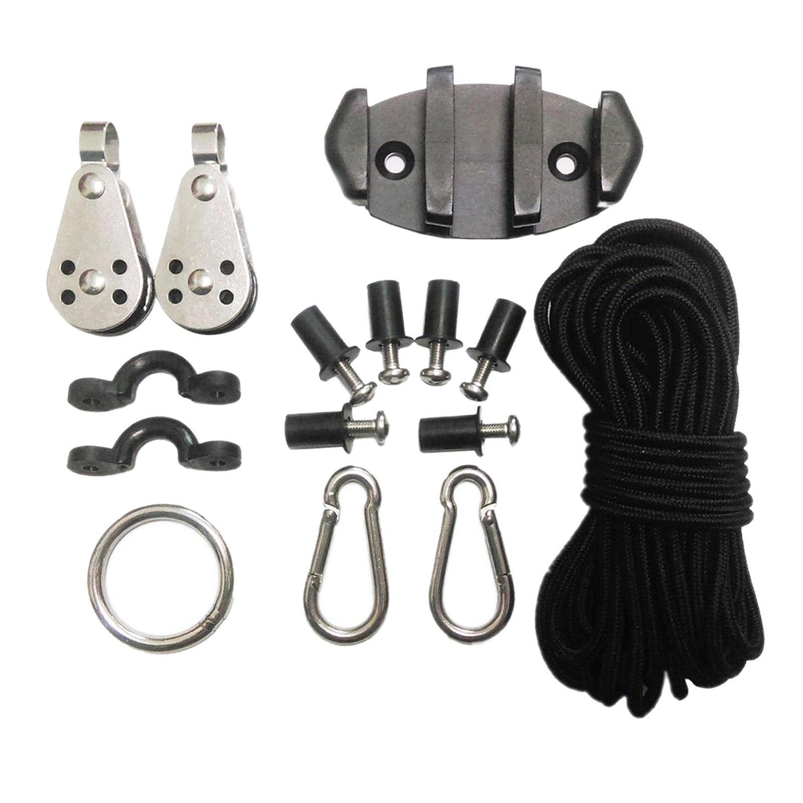Kayak Canoe Anchor Trolley Cleat Rigging Pulleys w/ Rope