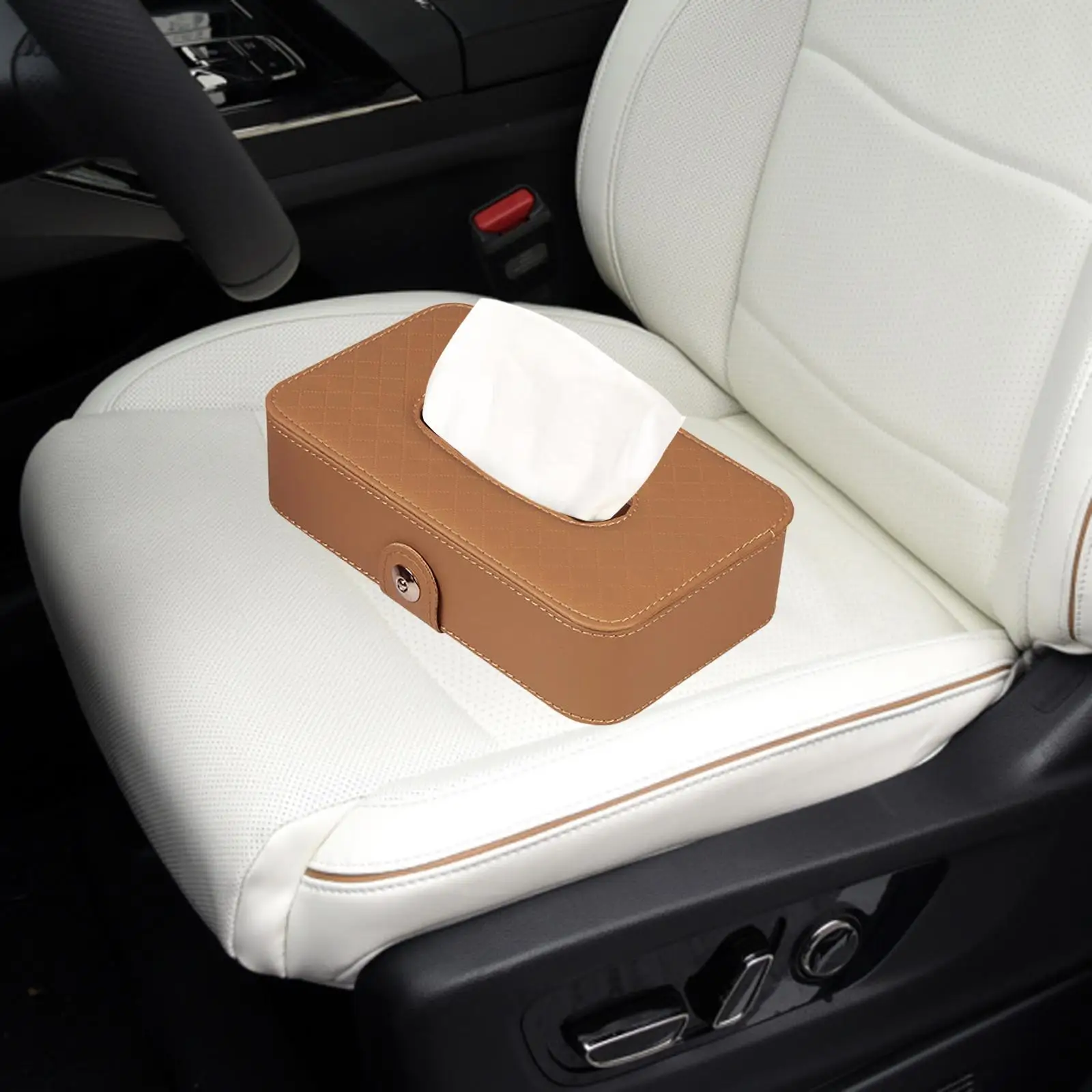 PU Leather Car Sun Visor Tissue Box Holder Paper Towel Interior Decoration Armrest Box Fashionable Organizer Napkin Holder