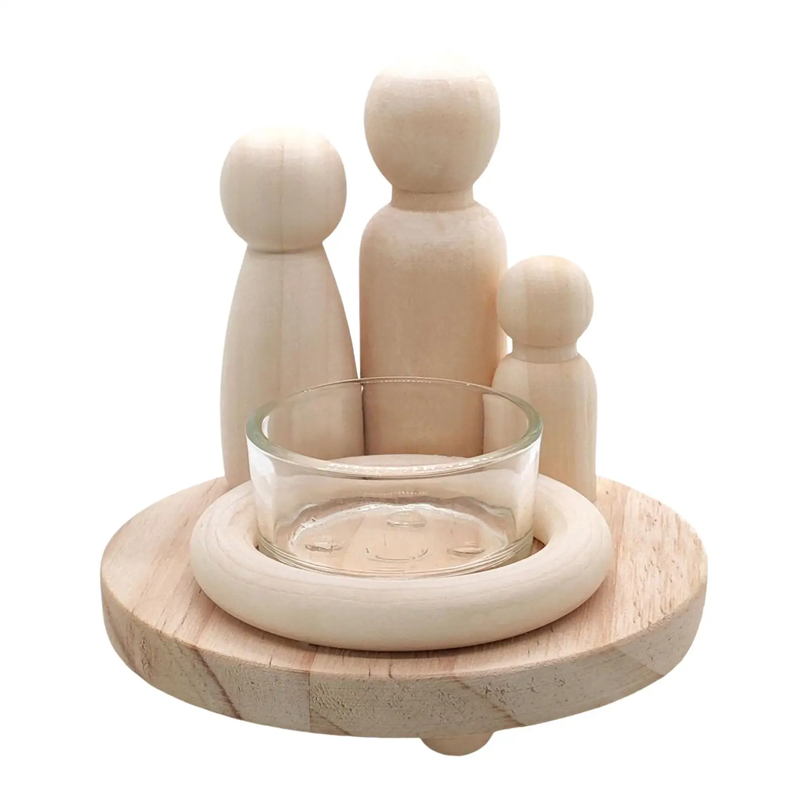 Wooden Candle Holder Portable Candle Stand for Bedroom Holiday Tabletop