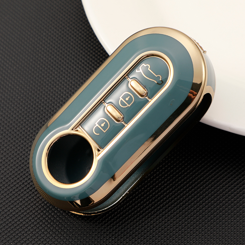 3-Tasten für Fiat 500 Ducato Panda Punto Gold TPU Auto Flip Klappschlüsselhülle Fernschlüsselgehäuse Halter Protecor Schlüsselanhänger – Detail 7