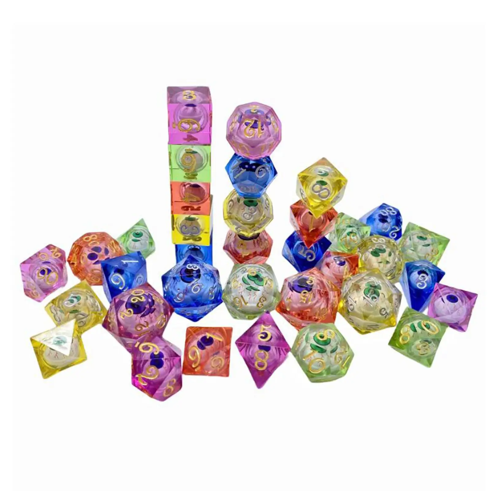7x Resin Dices Set Multi Side Dice Set Family Games Accessaries for Party Favors Math Learning Table Board Wedding