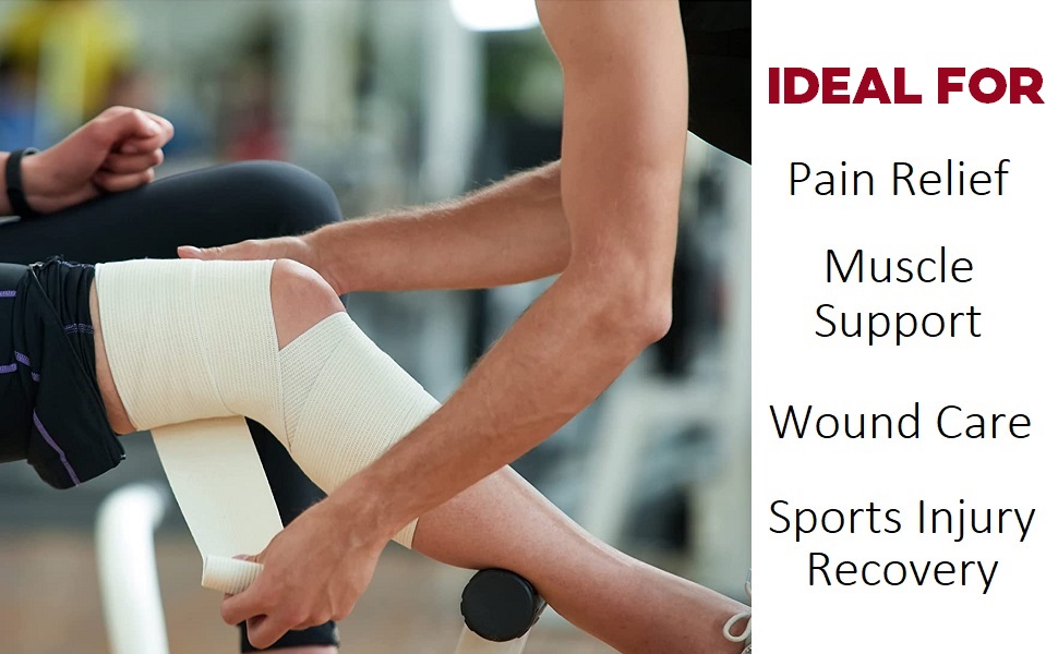 1 Roll Elastic Bandage Wrap,Stretch Compression Bandage Stretches up to 450cm for Sports, Sprains, Calf, Ankle, Foot