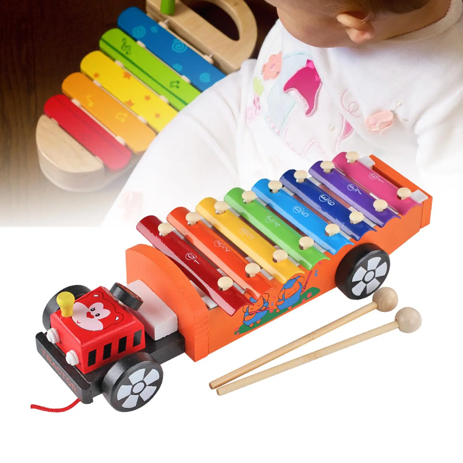 8 Note Metal Xylophone Montessori Toy Preschool Learning with 2 Mallets Kids Wood Xylophone Valentines Day Gifts for Kids Adults