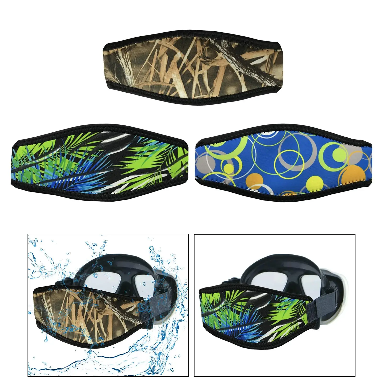 Neoprene Mask Strap Cover Snorkel Head Strap Reusable Diving Mask Strap Cover for Free Dive Scuba Diving Identification Kids