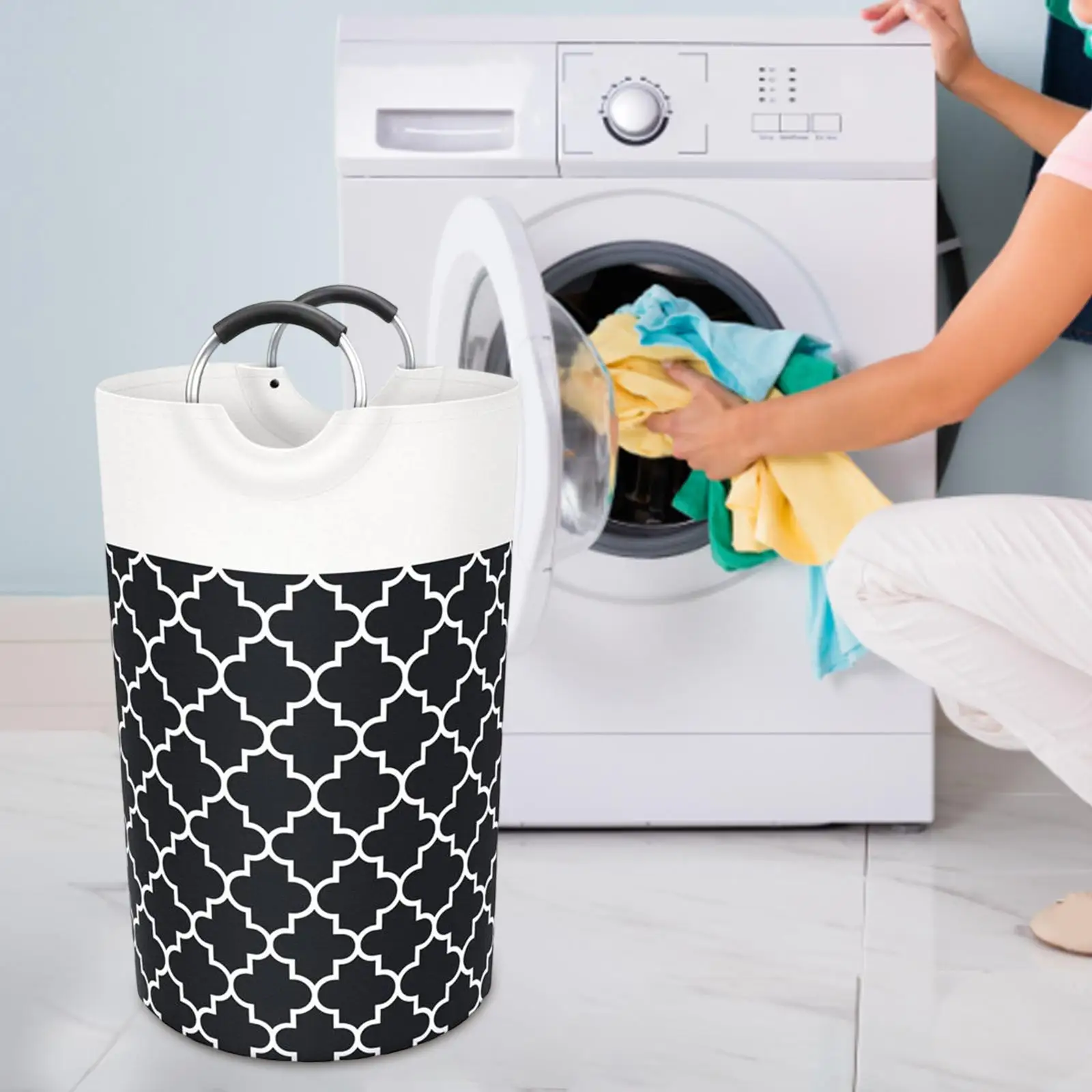 Large Capacity Laundry Basket Washing Bin Storage Clothes Basket Cloth Foldable Laundry Hamper Bag for Bathroom Basement Garden