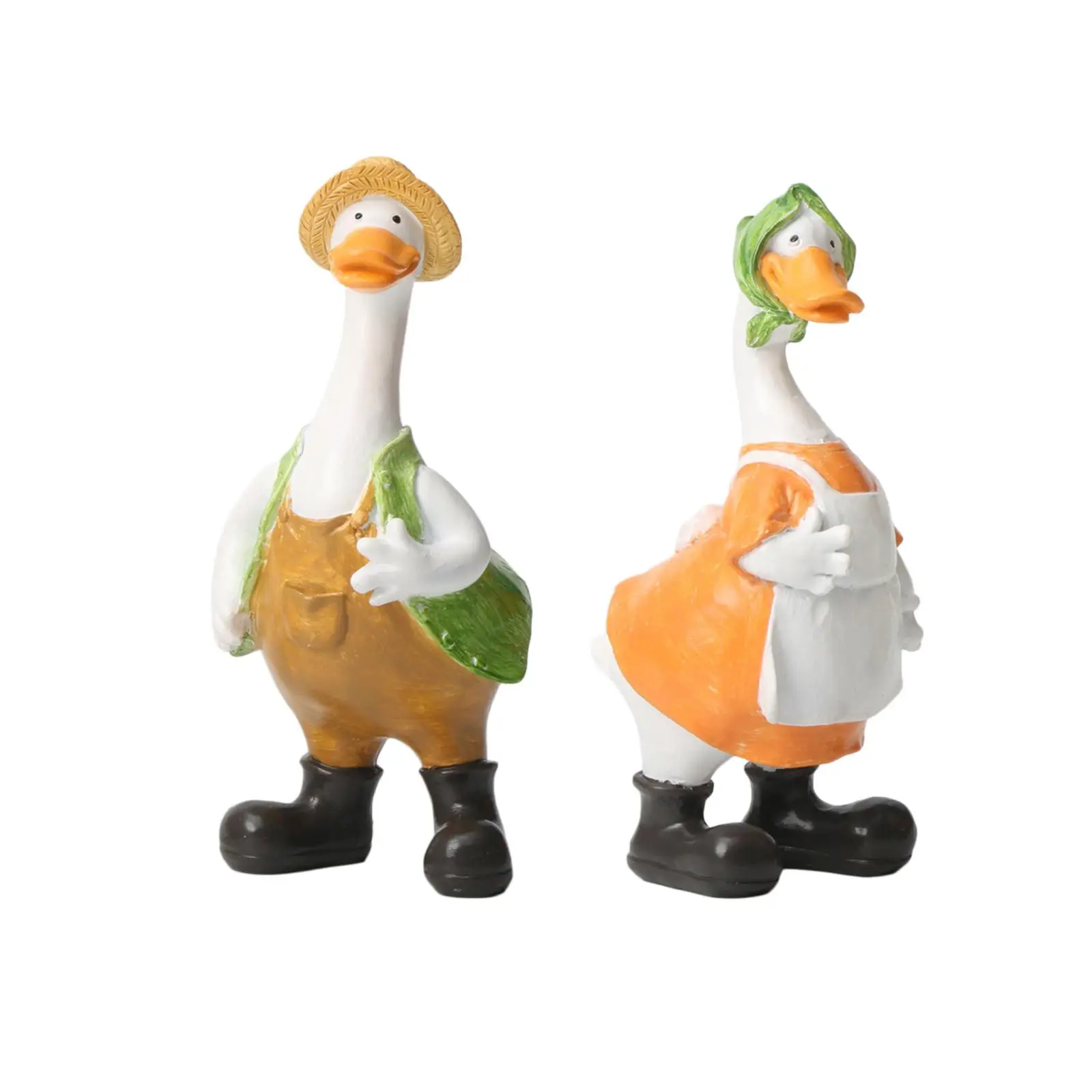 2 Pieces Couple Duck Statues Valentine`s Day Gift Animal Sculpture Duck Figurine for Balcony Table Indoor Outdoor Lawn Shelf