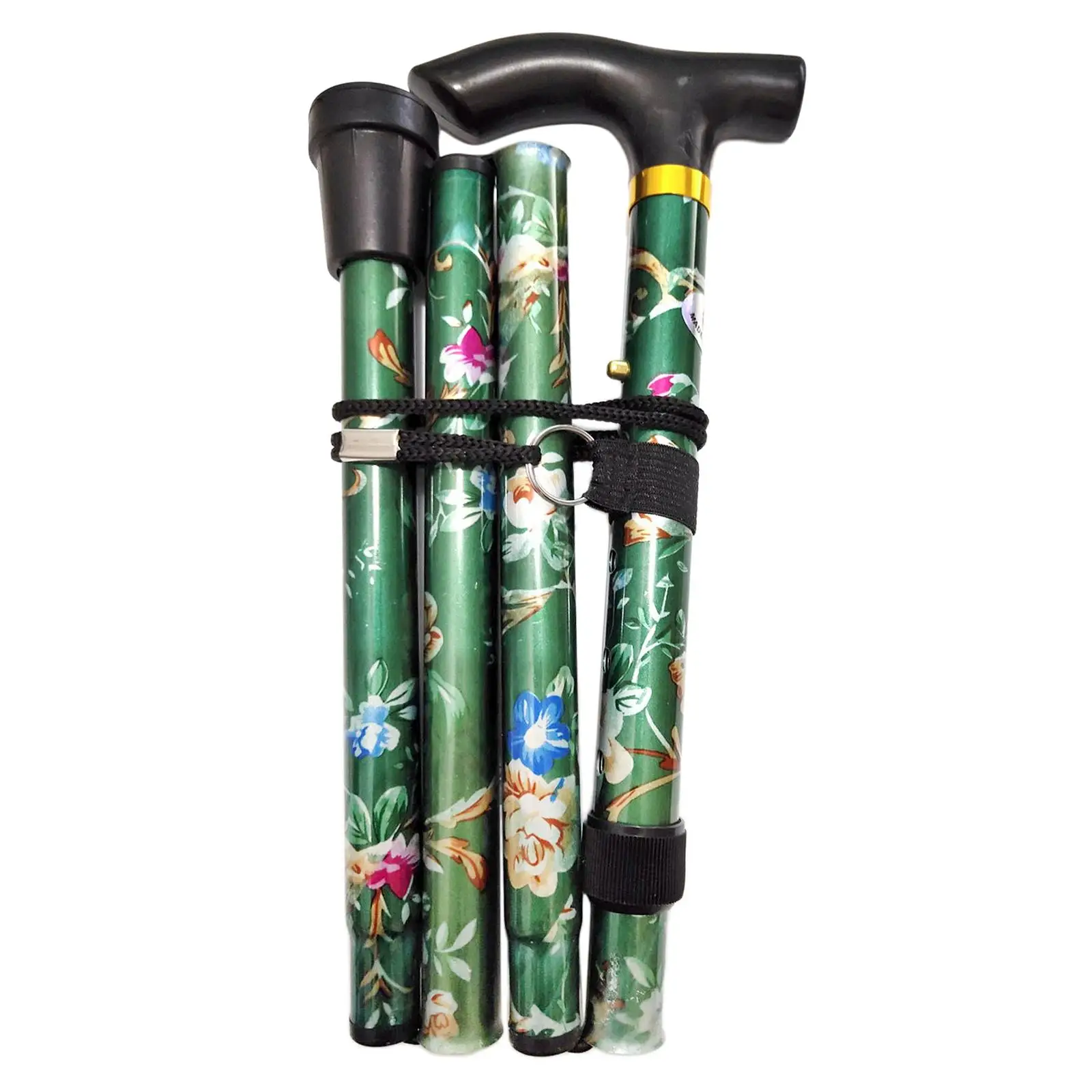 Portable Foldable Cane Aluminum 5-Section Hand Walking Stick Camping Hiking