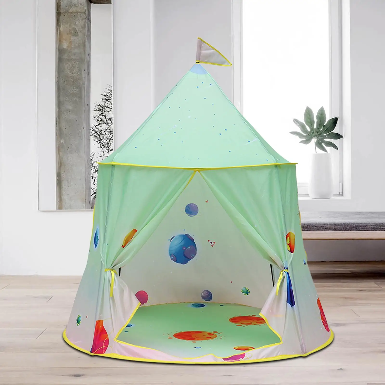 Play Tent Portable Easy Assemble Kids Play House Outer Space Rocket Foldable Pretend Play Tent Castle for Outdoor Boy Girl Gifts