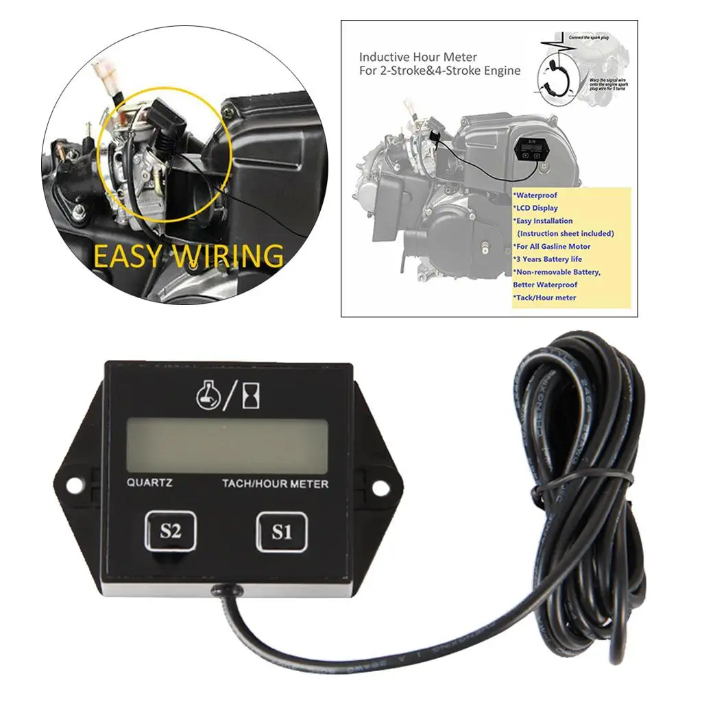 Premium  for Small Engine Inductive Hour Meter for   Motor Replaceable for  Marine ATV Motorcycle Engine