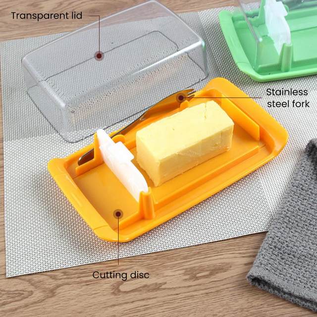 Butter Slicer Cutter Stainless Steel,Cutter Butter Slicer with  Case,Refrigerated Container Transparen Butter Box