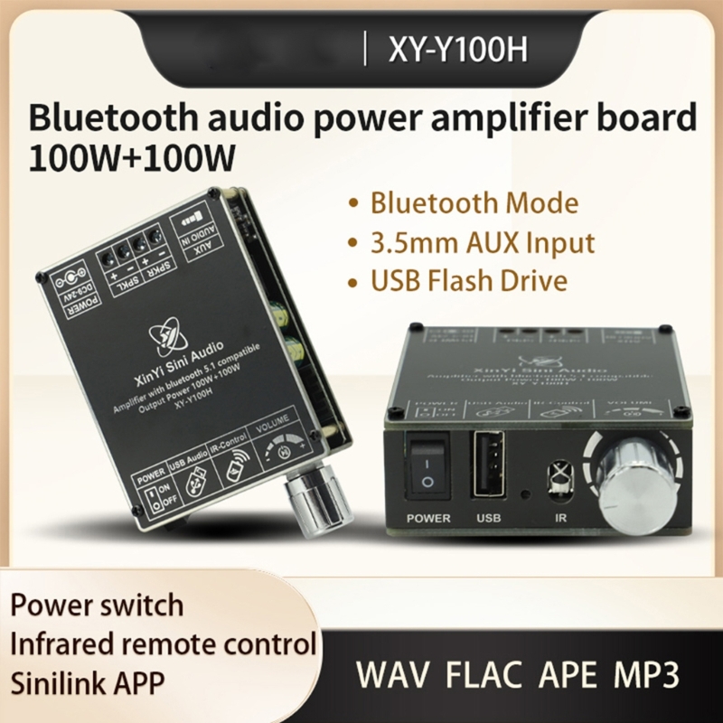 XY-Y100H Stereo BT Bluetooth-Kompatibel 5,1 AUX USB Audio Digital Power Verstärker Bord Modul 100W + 100W infrarot Fernbedienung – Detail 1