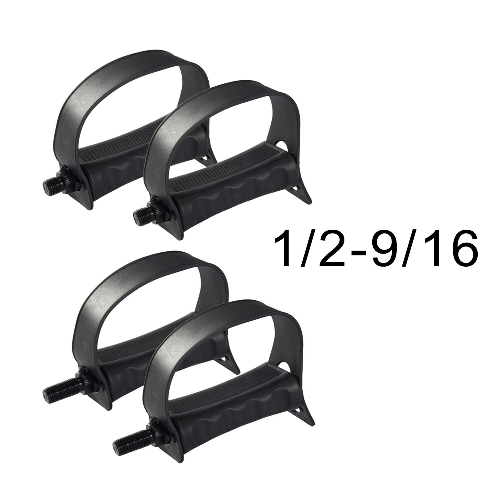 1 Pair of Exercise Bike Pedals with Straps Set  Cycle  Equipment Replacement Parts Black