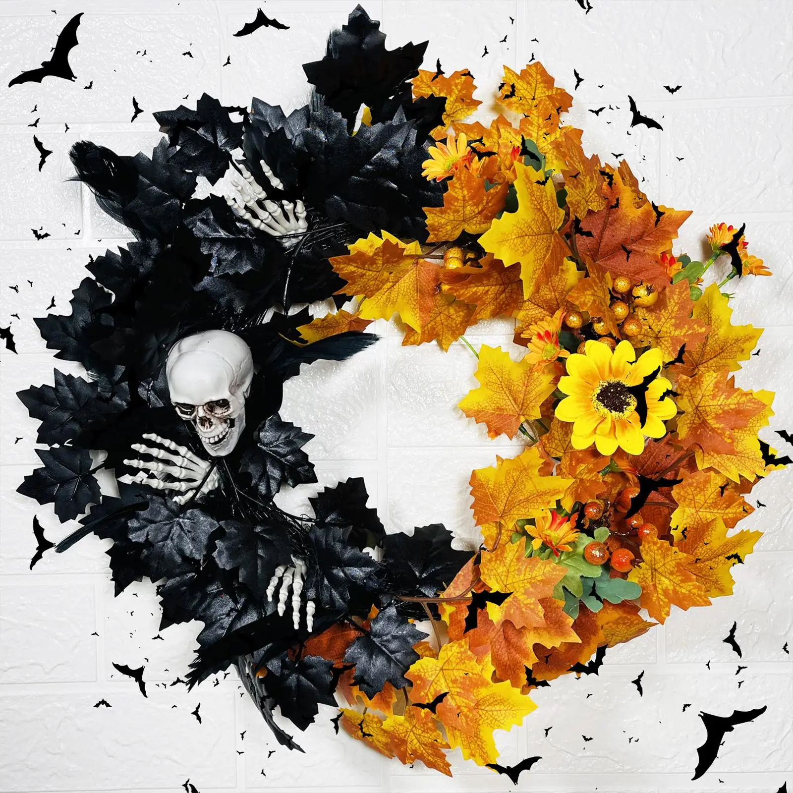 Halloween Fall Wreath Artificial Garland 45cm Premium Material Celebrate Festival Decor