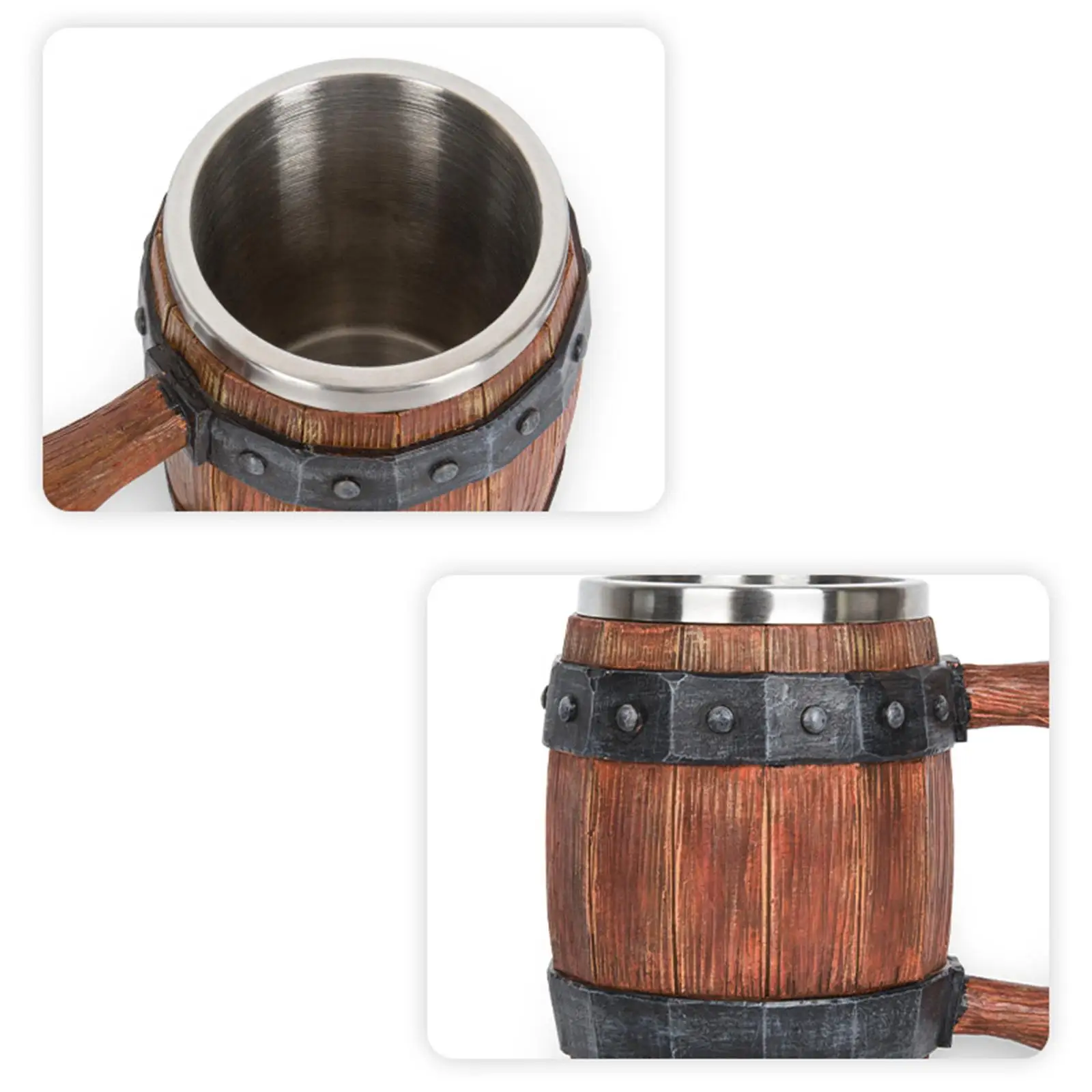 600ml Barrel Mug Stainless Steel Portable Multipurpose Novelty Practical Decorative Water Cups for Dorm Bar Office Household KTV