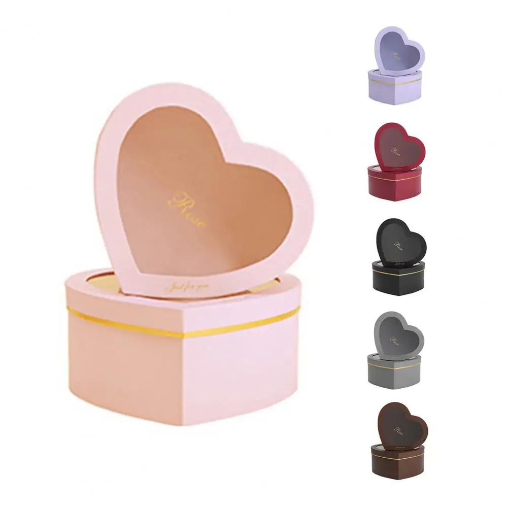 Creative Heart Gift Box Exquisite 6 Colors Valentine Day Heart Gift Box  Flower Box    Flower Gift Container 2Pcs/Set