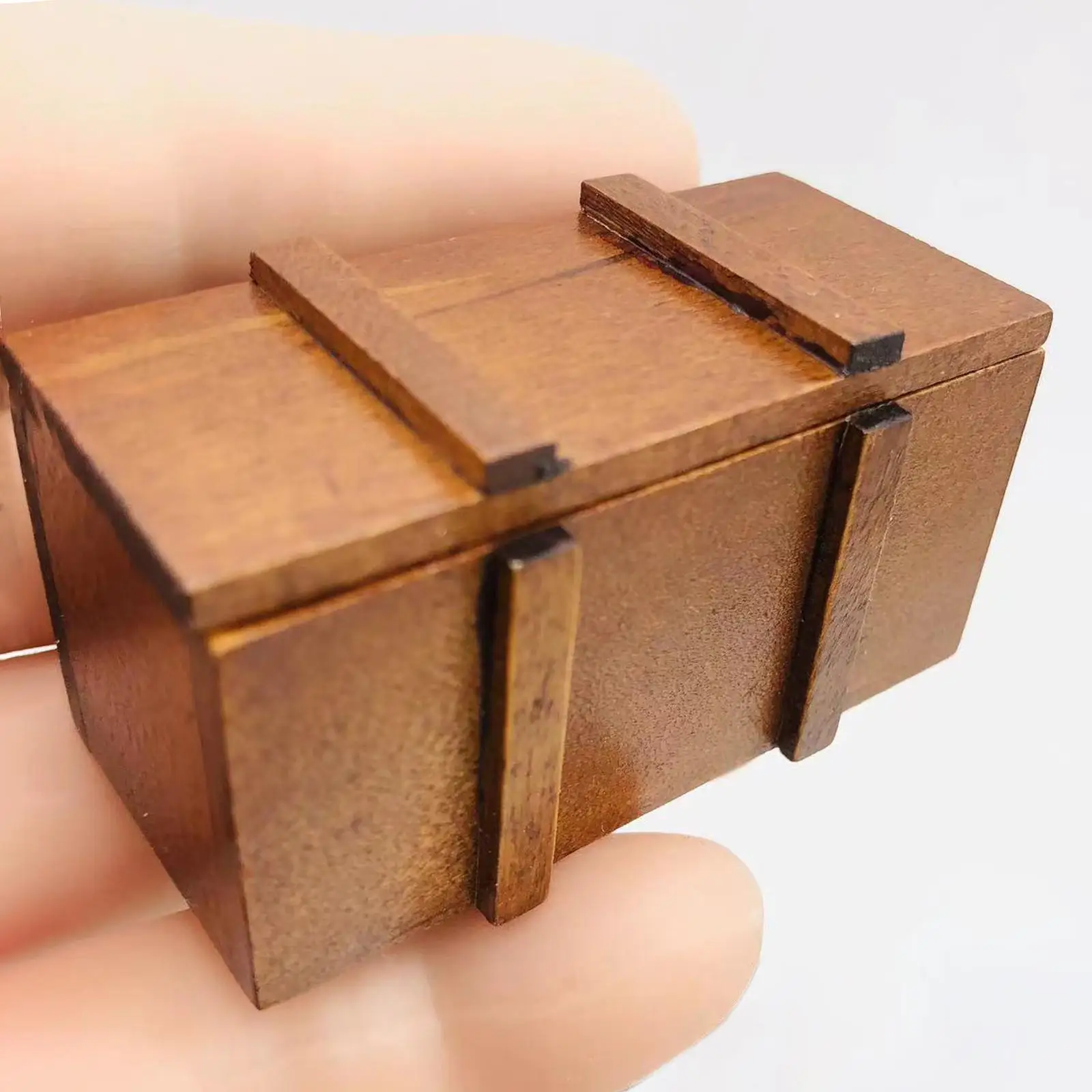 1/12 Dollhouse Vintage Wood Treasure Chest Miniature Treasure Box Holder