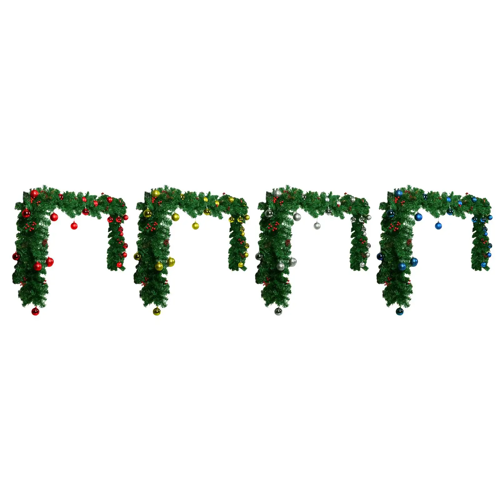 Christmas Garland Green Leaves Decorations Greenery Xmas Garland for Balcony Christmas Decor Door Display Home Stairs Garden